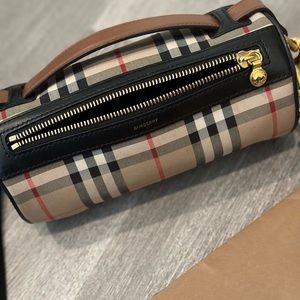 Burberry Vintage Check and Leather Barrel Bag
